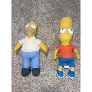 Vintage Bart Homer Simpson Plush Dolls 16" Nanco‎ 2005 Toy